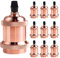 DiCUNO E27 vintage solid Lampenfassung, Aluminium & Keramik Lampenhalter, E27 Sockel für Glühbirne, Antiker-Look für Wand-, Tisch- & Deckenleuchte, DIY Zubehör, Rose Gold, 10er Pack