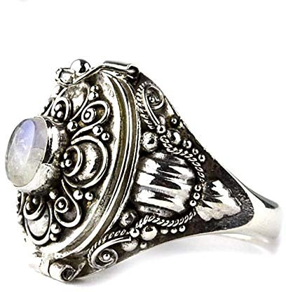 Giftring zum Öffnen im Gothic Stil 925 Silber mit Mondstein Höhe 2,1cm (58 (18.5))