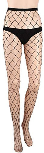 SATINIOR Medias de Red Cruzada Medias de Rejilla hasta Cintura Pantimedias para Mujeres (Negro)