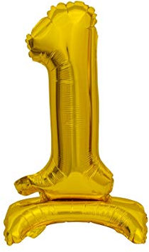 GoDan Beauty&Charm Luftballons Zahlen 0-9 zum Aufstellen auf dem Tisch 38 cm Folienballon Geburtstagsluftballons Zimmer und Raumdekoration beim Geburtstag Jubiläum (Zahl 1 Gold)