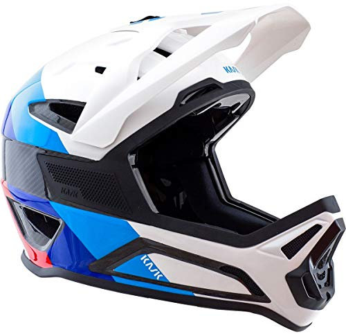 Kask Defender Blau-Weiß - Robuster Carbon Full-Face MTB Helm, Größe L - Farbe Blue