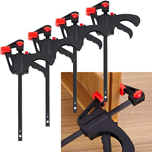 Schraubzwingen Set,4 Stück 4-Zoll Klemmzwinge Zwinge,Einhandzwingen,Einhandzwinge Schraubzwinge Set,Einhandzwingen Spanner,für Holz Schnelle und einfache Klemmung.