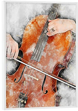artboxONE Poster mit weißem Rahmen 18x13 cm Menschen Playing Cello (matart) - Bild Cello Cello Instrument