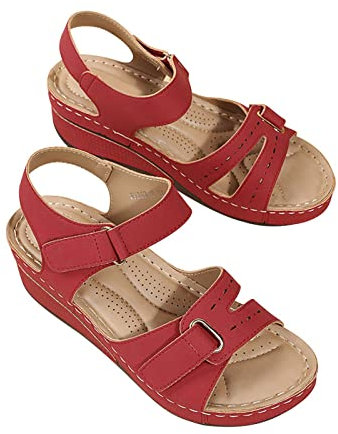 AVAV Sandale Femme Compensées Confort Mules Été Et Nu-Pieds Plateforme Plate Chaussures Bout Fermé Sandale Bride Cheville Noir 35-43 EU