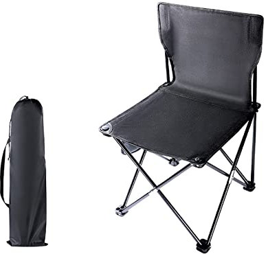 XLHWJCP Klappbarer Campingstuhl Faltbar Klappstuhl Angelstuhl, Tragbarer Strandstuhl, Bis 200kg Outdoorstuhl, mit Aufbewahrungstasche, Für Campingrasen Wanderungen Angelausflüge (Black,36x36x58cm)