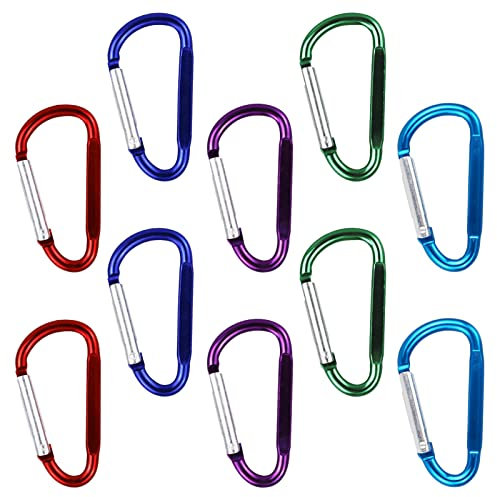 SZCXDKJ 10 Pcs Large Carabiner D Ring Clip Hook Keychain Camping Accessories for Outdoor, Fishing, Hiking, Traveling