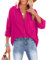 NONSAR Chemisier pour femme - Chemise décontractée avec col en V - 100 % coton - Coupe ample - Solide - Haut épais - Élégant avec poche, framboise, XXL