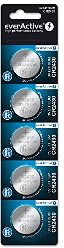 everActive CR2430, 3 V, 5 batterie al litio, batteria più potente, durata di 10 anni, 5 pezzi, 1 blister