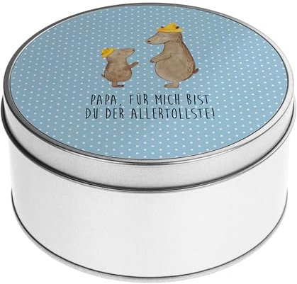 Mr. & Mrs. Panda Blechdose rund Bären mit Hut - Geschenk, Metalldose, Vorratsdosen mit Deckel, Vorratsdose, Vatertag, Bruder, Keksdose, Familie, Opa,