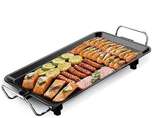 Teppanyaki Grill, LASIEYO Non-stick Electric Grill Plate with Adjustable Thermostat 1360W BBQ Table Top Grill for Korean BBQ, Meat, Vegetables & Fish 40 * 24cm