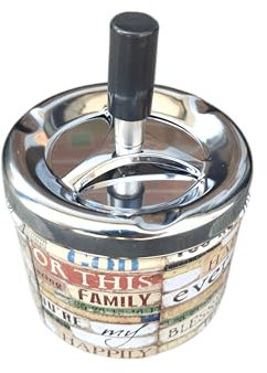 Cendrier Vintage Cendrier en métal rotatif autonettoyant, pour cigarettes, cendrier d'extérieur pour voiture, fumeurs, table fermée coupe-vent avec couvercle anti-odeur cigarettes (7)