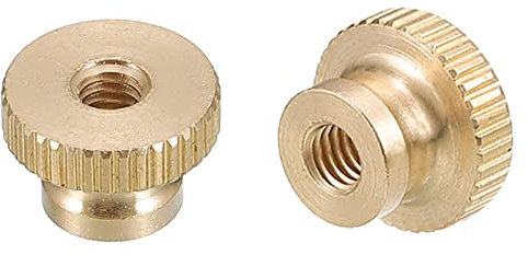 sourcing map Knurled Thumb Nuts, 10pcs M4 x D12mm x H8mm Brass Knurled Nut with Collar High Head Through Hole Adjusting Nuts for 3D Printer Parts