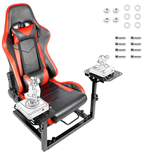 Anman Flight Game Cockpit Racing Simulator Flight Mount with Red Racing Seat Compatible With Thrustmaster, Racing wheel seats, HOTAS WARTHOG Not Include Throttle &Joystick&Pedals