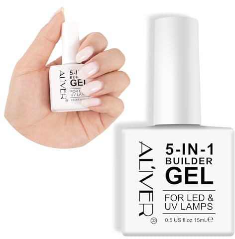 Builder Gel, 5 in 1 Nail Builder Gel, Builder Base in a Bottle for Nails Strengthener, 15ml Hard Gel Builder Extension Nail, Base Gel Strengthener Gel Builder(white)