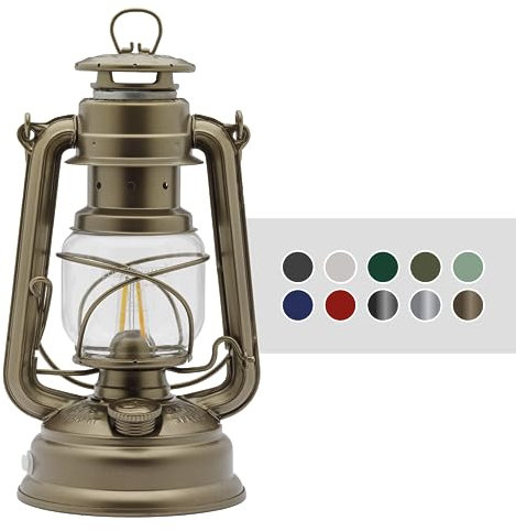 Feuerhand LED Laterne Baby Special 276 - stufenlos dimmbare Laterne für Wohnzimmer, Balkon oder Terrasse - mit warmweißem Licht, Akku- und Batteriebetrieb - Bronze