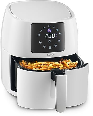 SENYA Friteuse sans huile à air chaud multifonction 4,5L Air Fryer, Couleur Blanche, My Air Cook, 7 programmes automatiques, 1400W, SYCK-AF002W