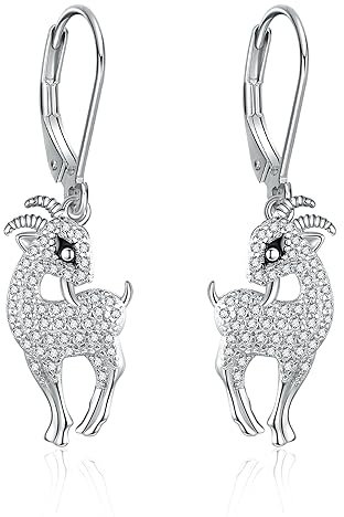 Ziegengeschenke für Ziegenliebhaber, Ziegenohrringe aus Sterlingsilber, Zirkonia, Ziegenschmuck für Frauen und Mädchen