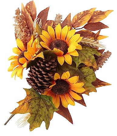 PRETYZOOM 3 STK Thanksgiving-blumenstrauß Hochzeitssträuße Im Herbst Sonnenblume Pflückt Blumen Handgemachte Blumen Ahornblatt-stiel Herbstliche Tischdeko Esstisch Künstlich Blätter Vlies