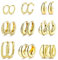 JeweBella 9 Paar Gold Creolen Ohrringe Set für Damen & Mädchen - 14K Vergoldet, Hypoallergen, Chunky, Kleine Gold Creolen Set, Modeschmuck