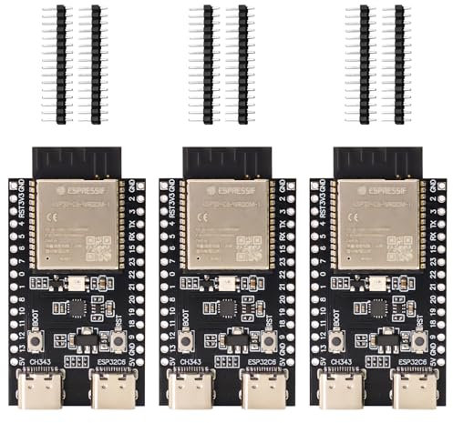 ESP32-C6 ESP32-C6-DevKitC-1-N4 Tarjetas de Desarrollo RUIZHI 3 Piezas ESP32-C6-DevKitC-1-N4 Módulo Soportado WiFi Bluetooth 512KB 320KB ROM Type-C Interfaz Compatible con Arduino
