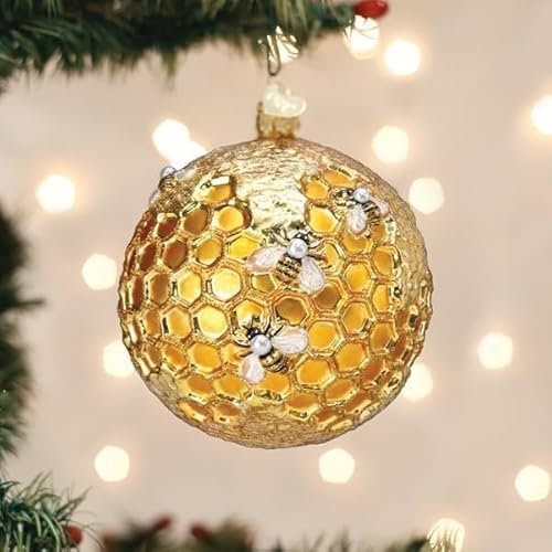 Old World Christmas Biene gesegnet rundes Glas zum Aufhängen