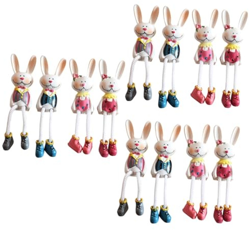 TOPBATHY 12stücke Osterhasen Figuren Aus Resin Dekorative Puppen Für Tisch Und Heim Ostern Deko Für Wohnräume Und Schreibtische Mit Schwingenden Beinen Und Sicher