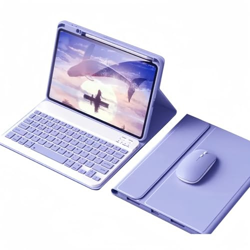 kaidisen Custodia per tastiera e mouse per iPad Mini di 6a generazione (8,3) 2021, custodia rimovibile per tastiera colorata carina, supporto per ricarica matita 2, viola