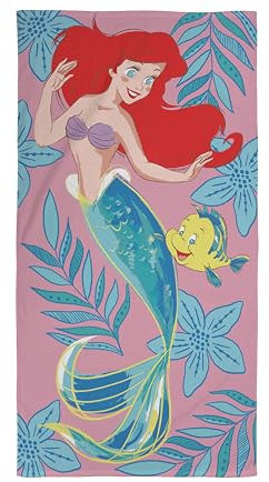 Character World offizielles Disney Prinzessin Ariel und Flunder Handtuch | Unterwassergenuss, superweicher Griff