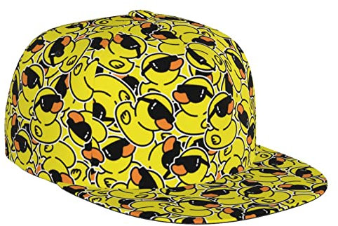 Zltegako Baseballmütze mit niedlichem Entenmuster für Herren und Damen, niedlicher Enten-Druck, flache Krempe, Kappe für Mädchen und Jungen, Cartoon-Entenmützen und Kappe, Ente A4, One size