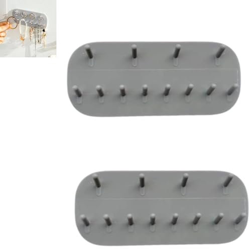 BOBOZHONG Halskettenaufhänger,2 Stück Halskettenhalter Wandmontage Selbstklebender Halskette Kleiderbügel Schmuckhalter für Wand,Aufbewahrung Schmuck Organizer Geschenk für Mädchen Frauen,Grau