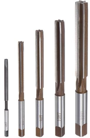 sourcing map 5pcs Hand Reamers Set 4mm 6mm 8mm 10mm 12mm H7 Metric Alloy Steel Reamer Bit Straight Flutes Steel Cutting Tool for Metal Wood Hole Reaming