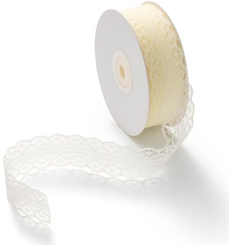 CHUQING Spitzenband Zierband Vintage Geschenkband Spitze Spitzenborte Schleifenband Hochzeit Dekoband,3cm x 23 m,Beige