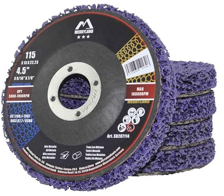 Merryland CSD Scheibe 115 Farbe Rost für Winkelschleifer, 115mm Lila Reinigungsscheibe Entroster Scheibe Metall Edelstahl Stahl Grobreinigungsscheibe Grobschleifscheibe 5 Stück, Bravo-Line SB207114-05