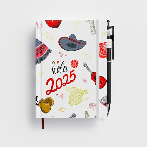 Jahresplaner 2025, 12 Monate, mehrsprachig, Hardcover, A6, Taschenformat mit Touchscreen-Stift, Geschenkidee zu Weihnachten und Alltag (Spanien, A6)