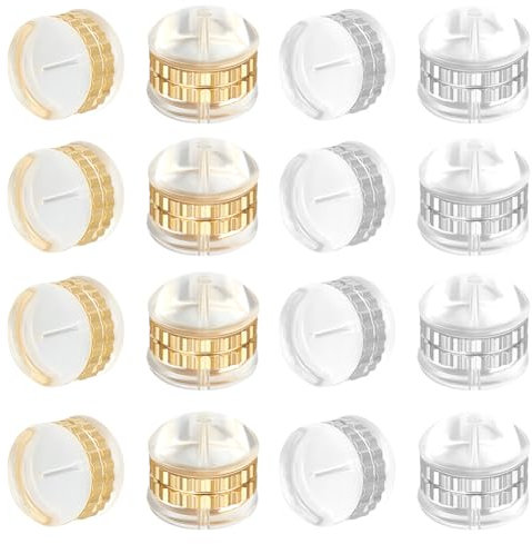 Beebeecraft 32 pieza de 2 colores de Silicona para Pendientes Chapados En Oro de 18 quilates 316 tuercas de Seguridad de Acero Inoxidable para Orejas Caídas Y Pesadas