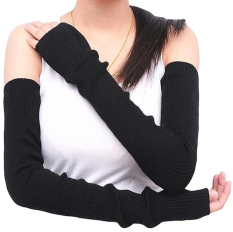 CXNXFD Winter Armstulpen Ärmel für Damen und Herren Weiche fingerlose Pulswärmer Handschuhe für den Winterschutz Strickhandschuhe mit Daumenloch, Schwarz