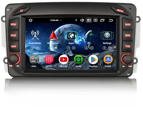Erisin 7 Pulgadas 8-Núcleo 4GB+64GB Android 14 Radio Coche Bluetooth Navegador GPS para Mercedes Clase A/C/G/CLK W209 W203 Viano Vito W463 CarPlay inalámbrico Android Auto WiFi DSP Dab+ USB FM Canbus