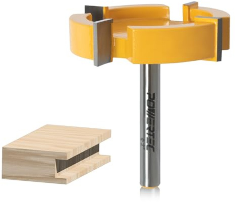 POWERTEC Slab Flattening Router Bit, CNC Router Bits, Surfacing Router Bit 1/4 Shank, 2 Diameter, 1/2 Cutting Depth, Router Planer Bit - Perfect for Spoilboard Surfacing, Wood Milling Planing 73056