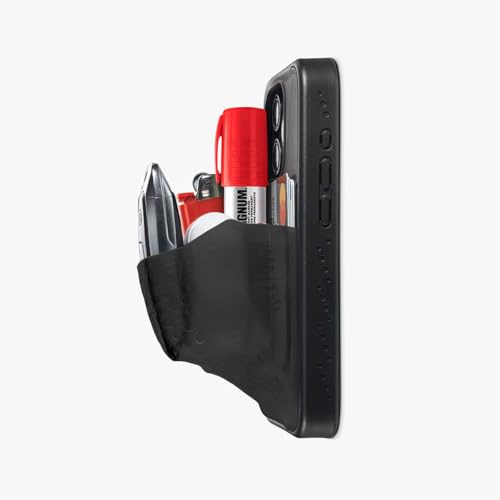 Ninja Labs Flexible Schutzhülle für iPhone 16 Pro, dehnbar für 30+ Karten, Airpods, Lippenbalsam, Autoschlüssel und Bargeld) Schwarz