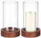 WEBEEDY 2 Ensemble de Porte Bougie en Verre Ouragan avec Support en Bois pour Bougie Colonnaire Décoration de Table Centres de Table pour Mariage Fête d'anniversaire