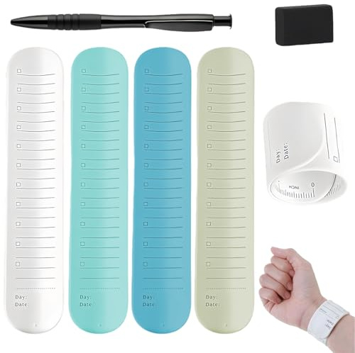 HhBdy 4 Pcs Silicone Memo Wrist Band Kit 9.37 X 1.77 Inches Slap Bands