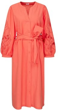 Seidensticker Damen Kleid Regular 7/8 Stehkragen 65% Baumwolle 35% Leinen/Flachs