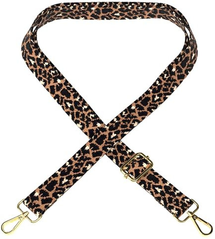 EAZY CASE - Verstellbarer Taschengurt, Ersatz Gurt für Handtaschen, Schulterriemen für Umhängetaschen, dünner Riemen für Taschen und Tragetaschen, DIY Taschenband, Leo - Schwarz Braun Metall Gold