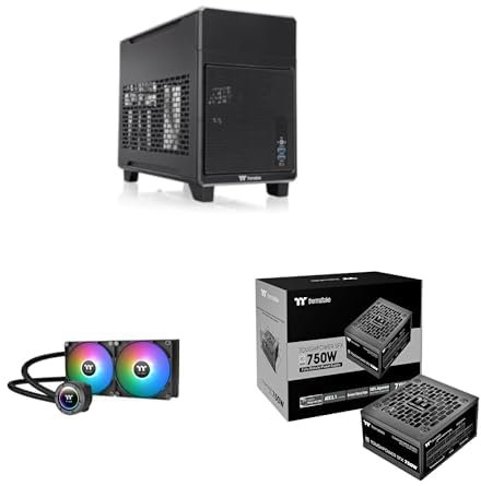 Bundle aus Thermaltake TR100 | Mini Tower | Super Compact | Black + Thermaltake TH280 V2 ARGB Sync CPU Liquid Cooler All-In-One + Thermaltake Toughpower SFX 750W | ATX 3.1 | 80Plus Platinum