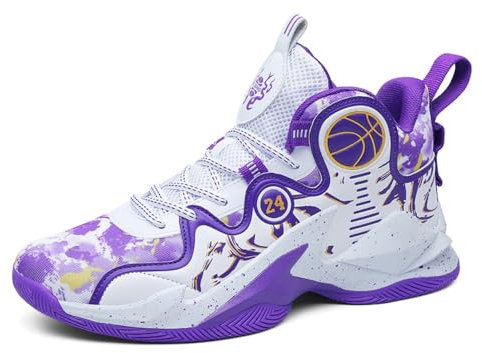 Zapatillas de Baloncesto de caña Alta for Hombre con diseño de patrón único, Ligeras y duraderas for Deportes(Purple,38 EU)