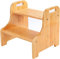Support Polyvalent et Robuste, Tabouret à 2 marches en Bois pour Enfants, poignées Portables, Patins antidérapants et capacité de 100kg,38,2 * 34 * 33,2 cm - Couleur d'origine