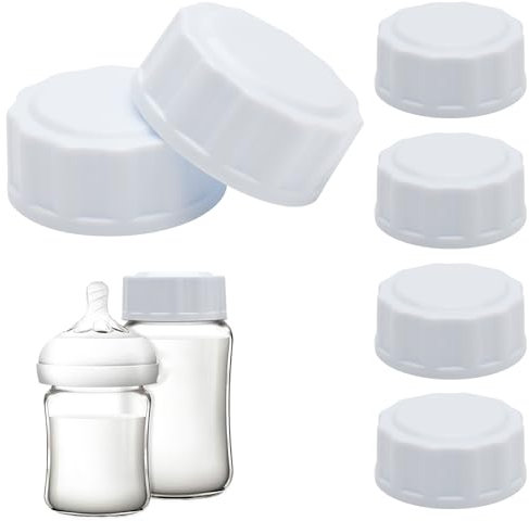 Babyflaschenverschlüsse 6 Stück Reiseflaschenverschlüsse für Avent Flaschendeckel Ersatz Babyflaschen Deckel Kompatibel mit Weithalsflaschen Weiß Deckel für Babyflaschen