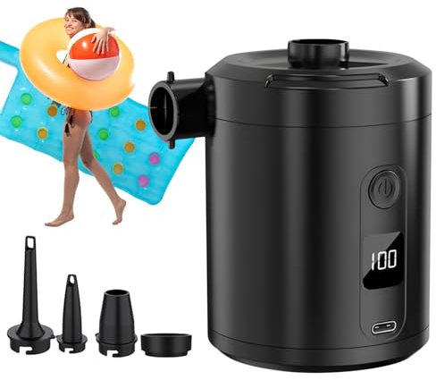 Pompa ad aria portatile per gonfiabili, piccola pompa ad aria elettrica con batteria da 5200 mAh, gonfiatore e sgonfiatore rapido 4000Pa per piscina, spiaggia, viaggi, casa, garage, viaggi su strada