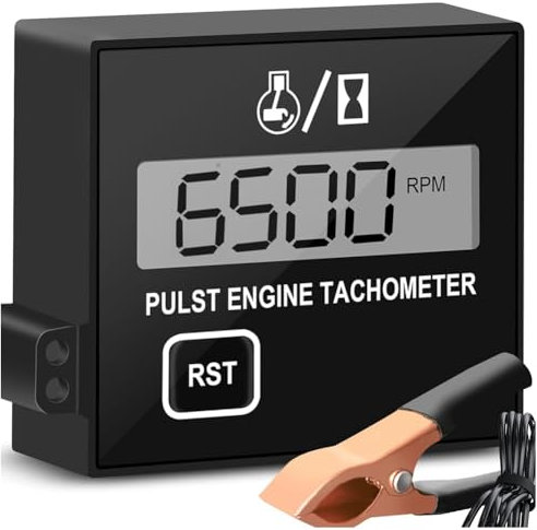Fuhjythy Digital Chainsaw Tachometer Small Engine Tachometer Digital Display Pulse Speedometer Motorcycle Electronic Tachometer