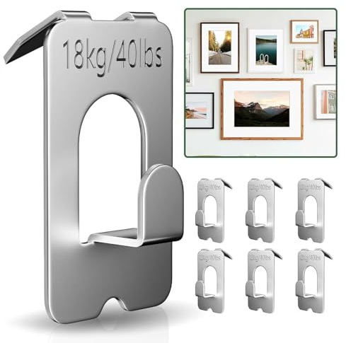 Anteabee 6Pcs Claw Picture Hangers for Plasterboard, No Nails Wall Claw Hooks Holds Up to 18kg/40lbs, No Damage Heavy Duty Picture Hanging Hook for Frame Mirror Home Décor Artwork